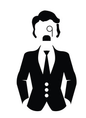 gentleman logo template. man with hat silhouette sign, symbol vector illustration.