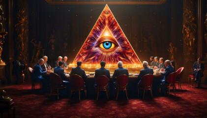 A secret meeting of the powerful Illuminati - obrazy, fototapety, plakaty
