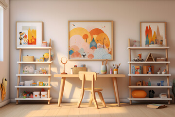 kids room with a minimalist design featuring modular furniture