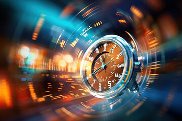 Vintage pocket watch with bokeh background. 3D rendering