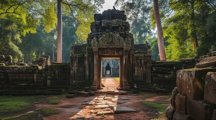Ancient stone gateway of a Khmer temple, 