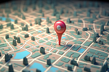 3d illustration of map with red pointers over blue background with map