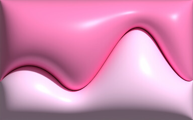 Pink 3d wavy shape background. Smooth inflated fluid shape backdrop. Liquid 3d render template for poster, banner, cover, leaflet, presentation, magazine, or catalog.