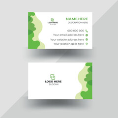 Double-sided creative modern clean professional white & green business card template design , corporate visiting card, name card, elegant business card design with mockup	