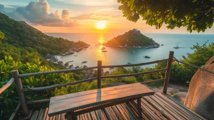 Gordijnen Sunset viewpoint on Koh Tao island in Thailand © Chingiz