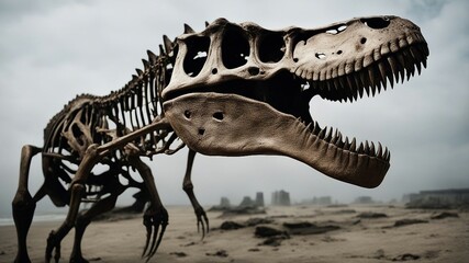 t rex dinosaur  The skeleton of the Tyrannosaurus Rex was an exploited creature that existed in the dystopian world
