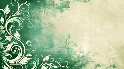 green & white vintage background vector presentation design with copy space