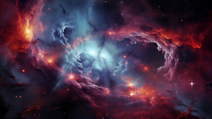 Fototapeta na wymiar Fascinating cosmic nebula with intricate details in its cosmic clouds of celestial beauty