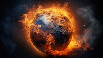 Global warming on Earth copy space 3D photo UHD Wallpaper