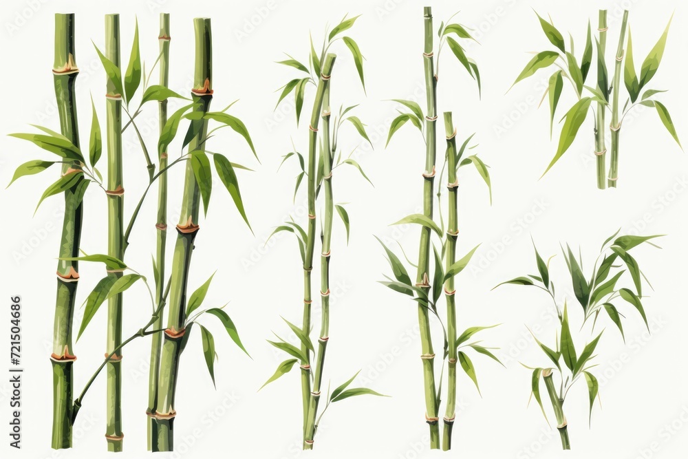 Aufkleber A group of bamboo trees with vibrant green leaves. Perfect for adding a touch of nature and tranquility to any project