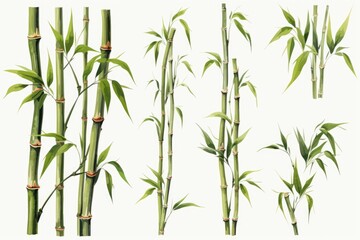 Fototapeta na wymiar A group of bamboo trees with vibrant green leaves. Perfect for adding a touch of nature and tranquility to any project