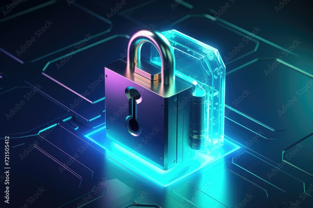 Aufkleber A padlock sitting on top of a computer keyboard. Perfect for illustrating cybersecurity, password protection, and data privacy concepts
