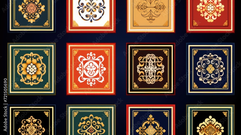 Poster A set of twelve cards with intricate and ornate designs. Perfect for various occasions and events