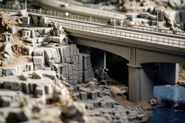 Fototapeta premium A model of a bridge over a body of water. Suitable for architectural design projects or as a visual representation of a bridge concept