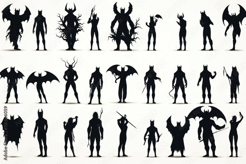 Poster A collection of various character silhouettes. Perfect for adding a touch of diversity and personality to any design project