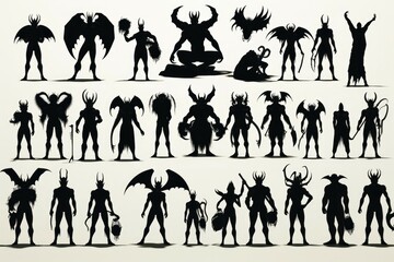 Silhouettes of a male and female demon. Perfect for Halloween designs and spooky themed projects