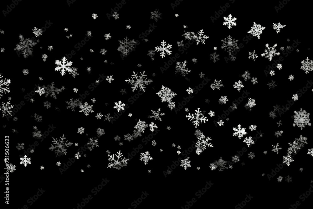 Poster a black and white photo capturing the beauty of snow flakes. this image can be used for various wint