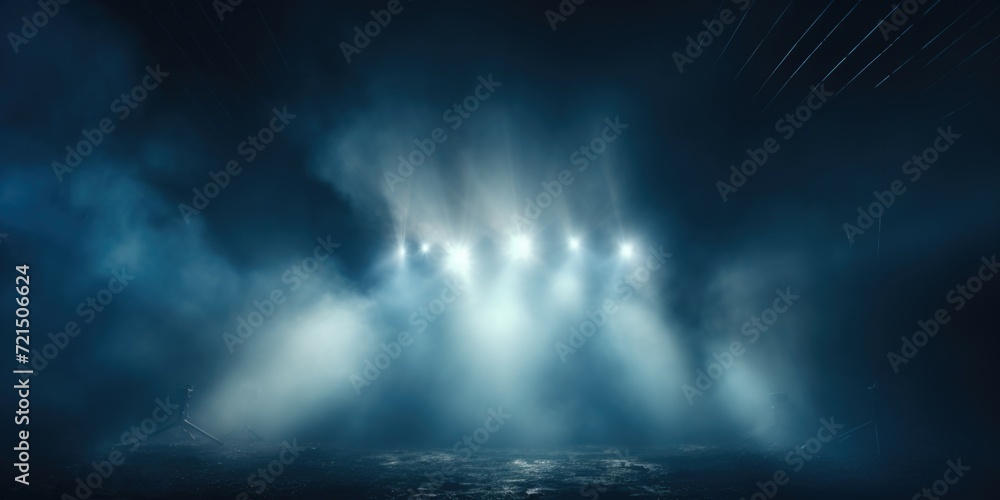 Poster A group of lights on a stage. Perfect for use in theater, concerts, or other performance-related projects