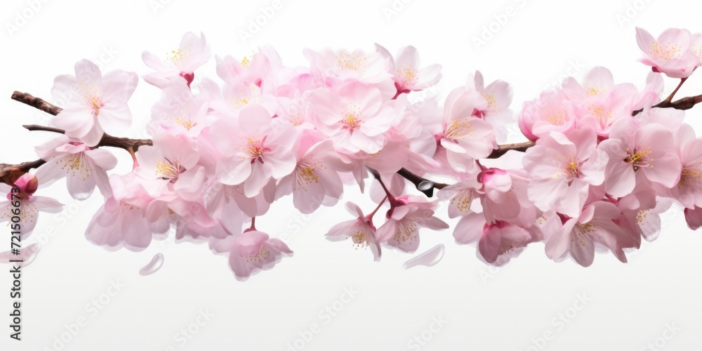 Poster A branch of pink flowers against a white background. Perfect for adding a touch of color to any project