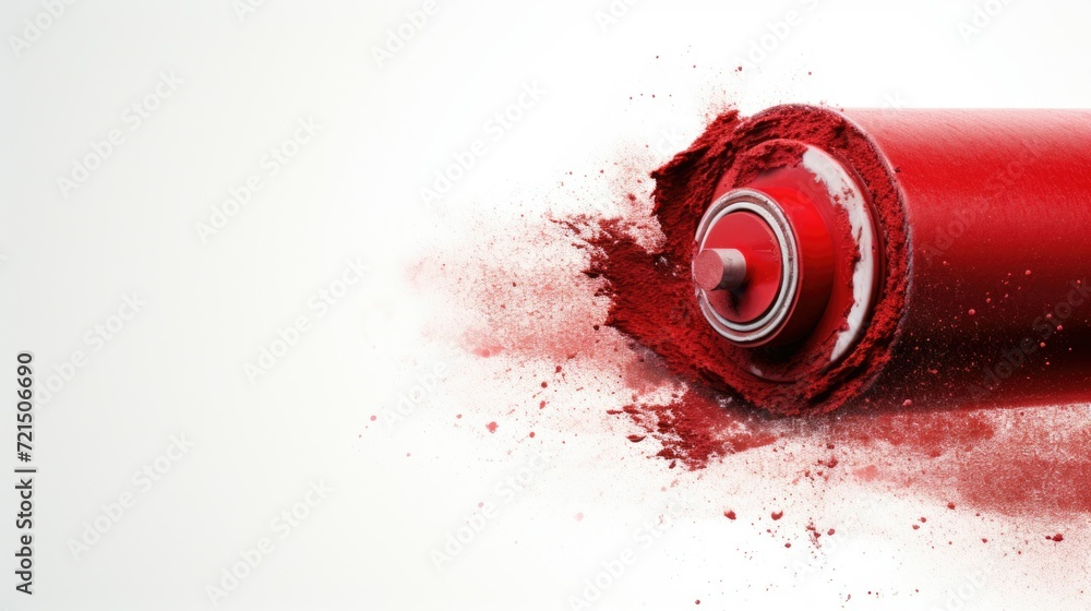 Poster Close-up shot of a can of red paint. Ideal for showcasing vibrant colors and adding a pop of color to any project