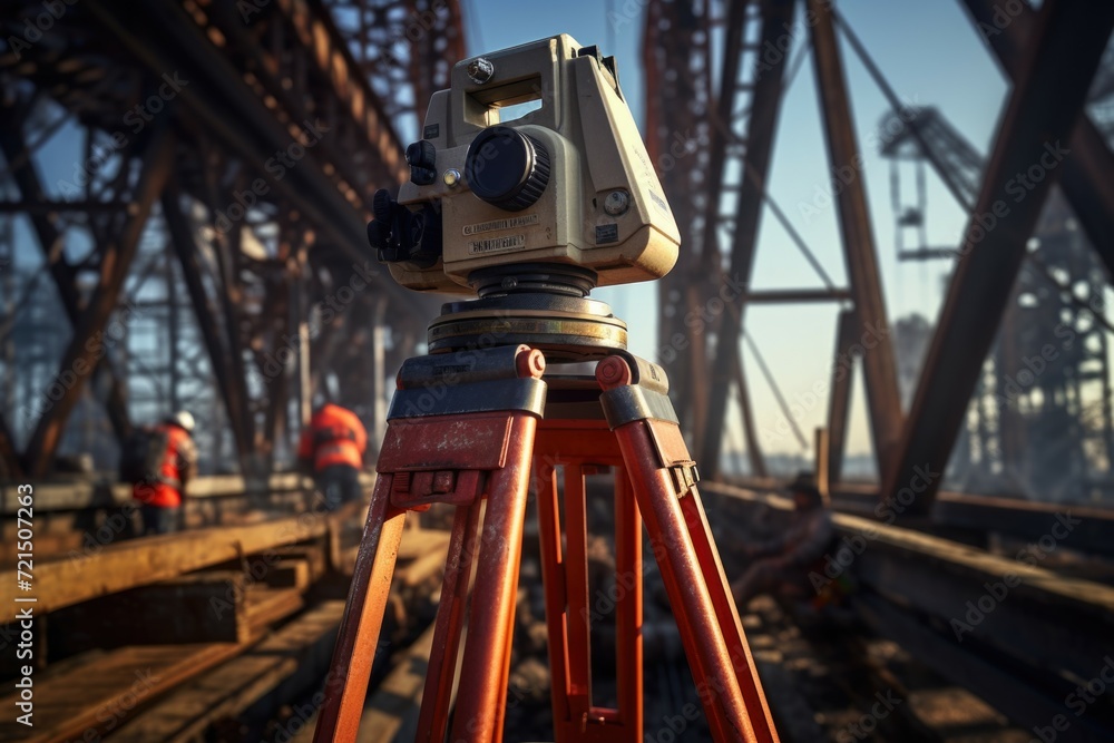 Poster A camera tripod with an adjustable height. Ideal for stable and steady photography.