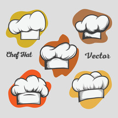 vintage chefs toque set vector illustration, Chef Hat Logo Vector, Hand Drawing Chef Hat Vector Logo Image