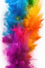 Colorful cloud of colored powder on a white background. Perfect for festive celebrations and vibrant events