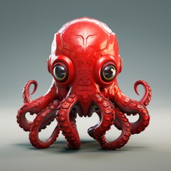 3d pixer style octopus gaming character in red