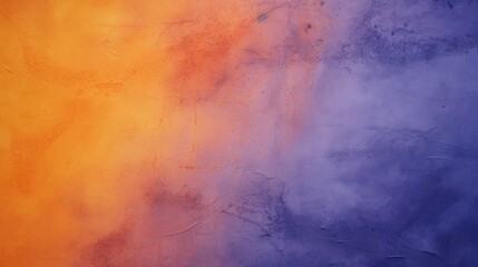 An orange and purple painting on a wall. Can be used as a vibrant background or for artistic...