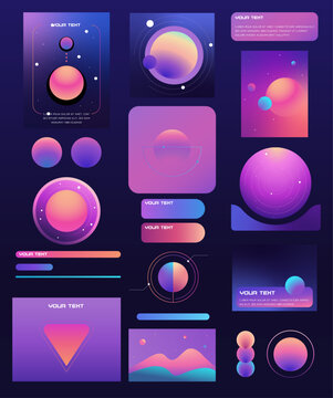 Cosmic gradient infographic, buttoms, ux ui elements for website