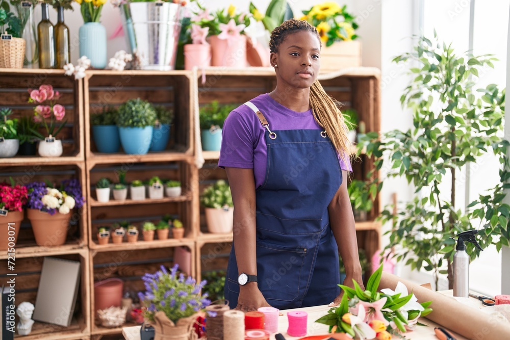 Canvas Prints African american woman florist standing with serious expression at florist