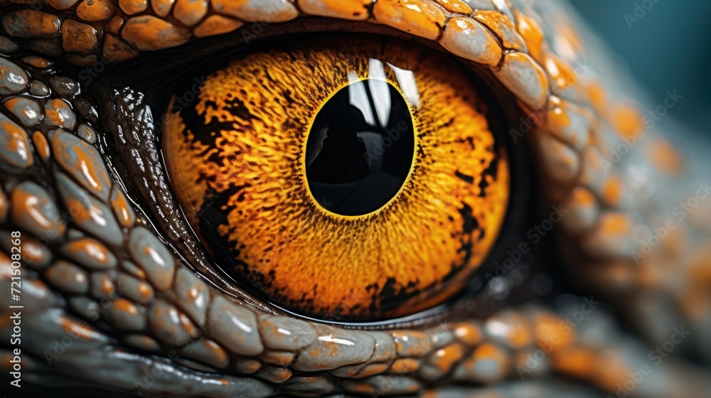 Poster A detailed close-up of a lizard's eye. This image can be used for educational purposes or in articles about reptiles