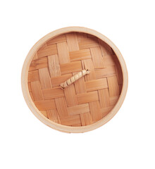 Top view of oriental traditional bamboo steamer lid
