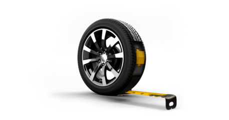 Car Tire Isolated on White Background. Car Wheel. Car Tire with Rim. Semi-Trailer Truck Tire. Tractor Tire. Black Rubber Truck Tire