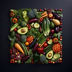 Vibrant Vegetable Assortment in Square Frame