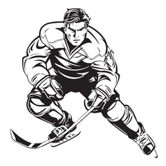 Hockey player sketch hand drawn Vector illustration Sport