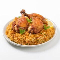 Photo of Kabsa isolated on white background