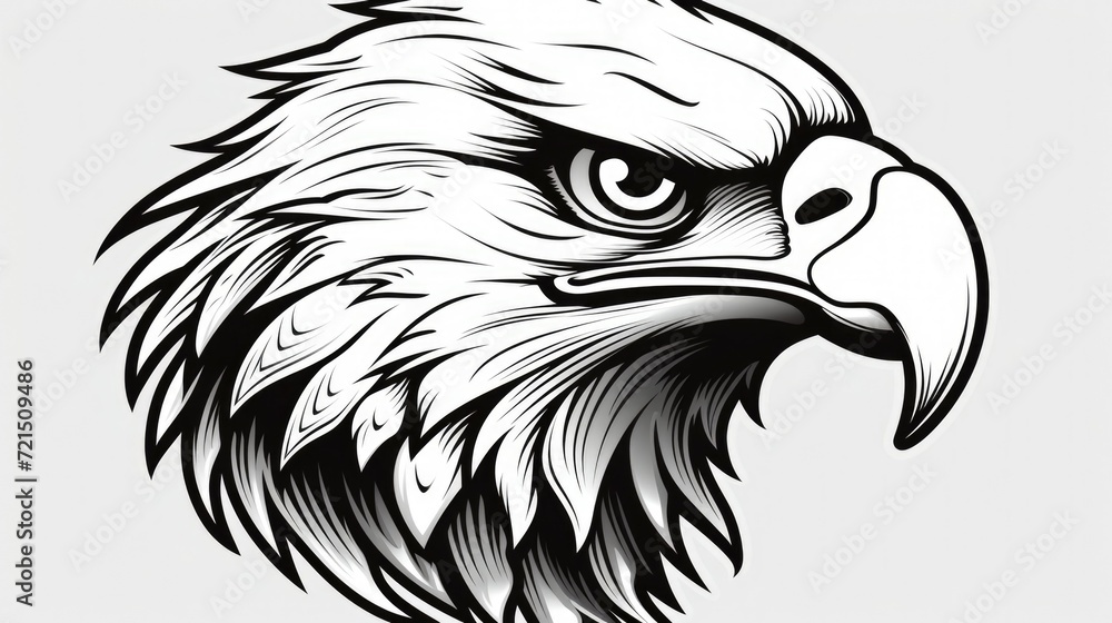 Poster black and white drawing of an eagle's head. suitable for various design projects
