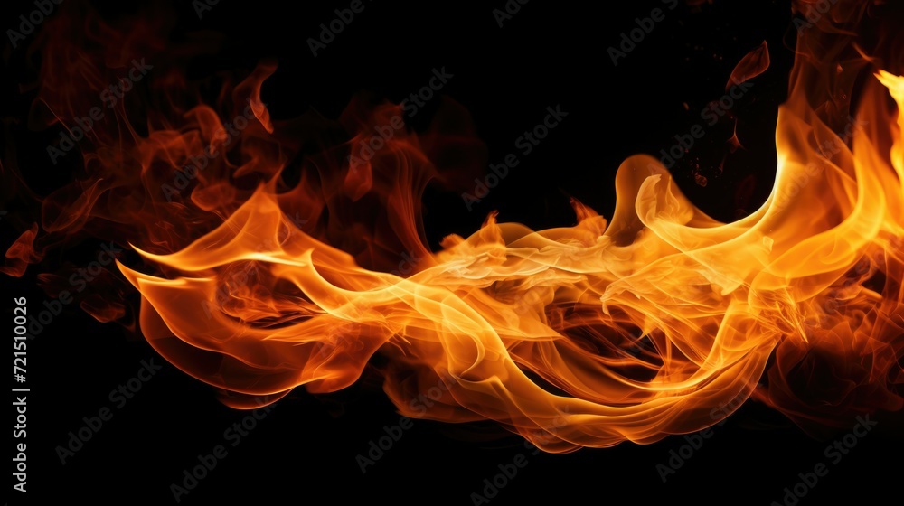 Poster A close-up image of a fire on a black background. Perfect for creating a warm and cozy atmosphere in design projects