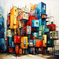 Colorful Cubist Architecture - 721510075