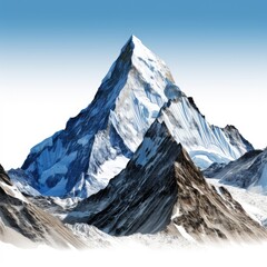 Photo of k2 mountains isolated on white background