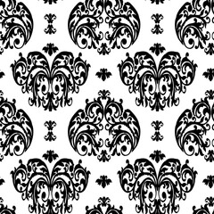Vector damask vintage baroque ornament. Retro pattern antique style. Seamless floral pattern. Royal wallpaper. Gothic background. Vector black and white ornament