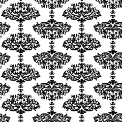 Vector damask vintage baroque ornament. Retro pattern antique style. Seamless floral pattern. Royal wallpaper. Gothic background. Vector black and white ornament