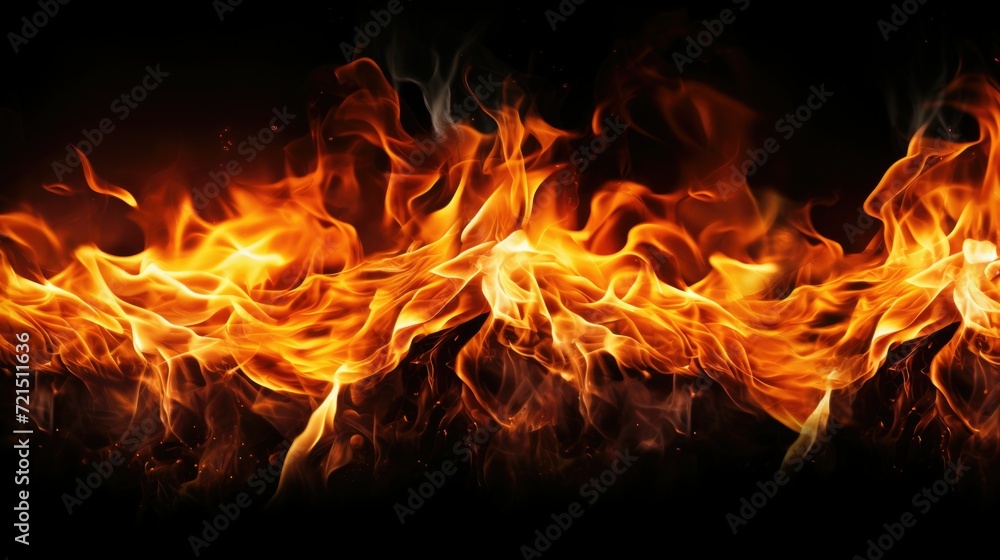 Poster a close up of a fire on a black background. can be used for various design projects