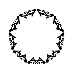 Vector damask vintage baroque circle frame . Retro abstract floral leaf pattern border foliage, antique background.