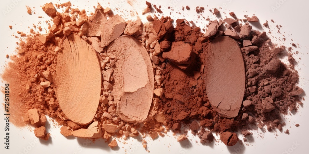 Poster a detailed view of three different colored eyeshadows. perfect for makeup tutorials and beauty produ