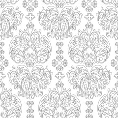 Vector damask vintage baroque ornament. Retro pattern antique style. Seamless floral pattern. Royal wallpaper. Gothic background. Vector black and white ornament