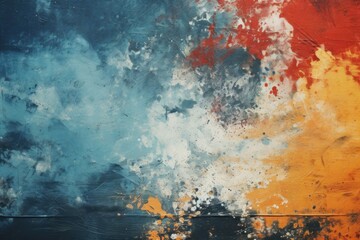 A vibrant painting featuring a red, white, and blue background. Suitable for various creative projects