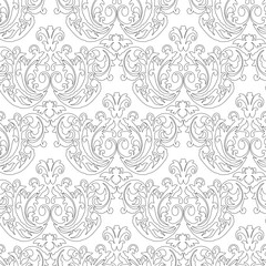 Vector damask vintage baroque ornament. Retro pattern antique style. Seamless floral pattern. Royal wallpaper. Gothic background. Vector black and white ornament