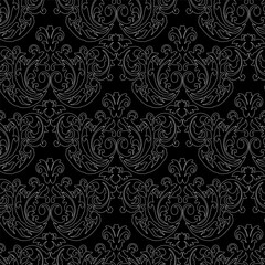 Vector damask vintage baroque ornament. Retro pattern antique style. Seamless floral pattern. Royal wallpaper. Gothic background. Vector black and white ornament